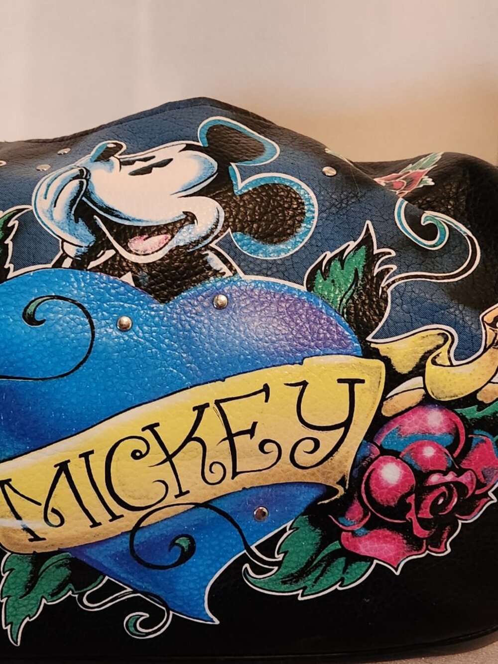 Mickey Mouse Tattoo Style Purse Punk Rock Shoulder Bag Black Red Lined